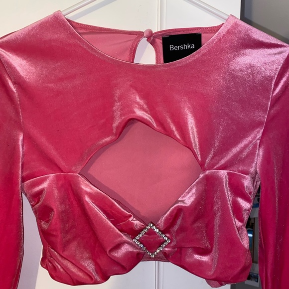 Bershka Pink Velvet Top - Picture 2 of 3